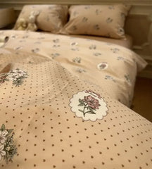 YICKYUE - Vntage romantic sweet flower heart bed set,twin full queen retro pastoral cotton home textile flat sheet pillowcase duvet cover