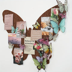 YICKYUE - 1 Butterfly Felt Photo Wall, 15 Butterflies, 25 Round Ball Tacks, Room Wall Decoration