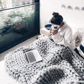 60x60cm Chenille Chunky Knitted Blanket Weaving Blanket Mat Throw Chair Warm Yarn Knitted Blanket Home Decor For Photography