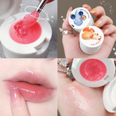 Yickyue Canned Lip Balm with A Lip Brush Fresh Fruit Lip Mask Lips Care Moisturizing Transparent Lipstick Hydrating Lip Gloss Base Gel