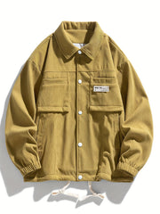 HEARUJOY - Spring And Autumn Men'S New Corduroy Work Jacket with Large Pockets And Casual Lapel Design.