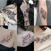 YICKYUE - 12pcs Flower Tattoo Stickers Arm Chest Temporary Tattoo Waterproof Fake Tattoo