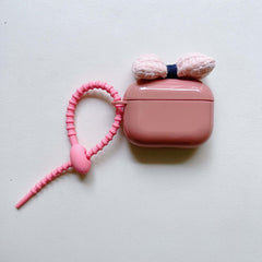 Pink bow pendant earphone case for apple airpods 3 headset cover for airpod pro 2 1 wireless bluetooth charging box for airpods