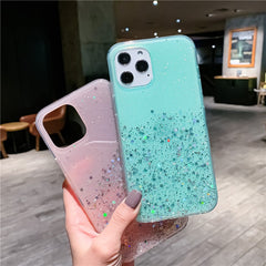 Star Glitter Sequin Transparent Phone Case For iPhone 11 12 Pro MAX Mini XS X XR 7 8 Plus SE 2 Silicone Shockproof Cover