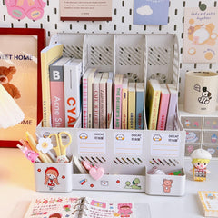 Yickyue Desk Organizer File Tray Desk Book Stand Office Desk Book Storage Box Bookends Creative Book Shelf Stationery Organizer