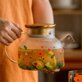 Japanese Style Clear Glass Cold Kettle Cool Kettle Juice Scented Tea Fruit Teapot Tea Maker Large Capacity Teacup Tray