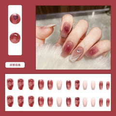 24Pcs/Set Affectionate Rose Wearable Fake Nails Long T Glitter Wearing Reusable False Nails Ballerina Press on Nail Art Tips