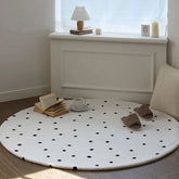 YICKYUE - Shaggy Round Carpet Kids Room Home Soft Rugs For Bedroom Black Dot Computer Chiar Floor Mat Nordic Sofa Coffee Table Area Rug