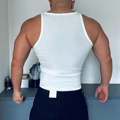 Hearujoy Sexy Vest Men Sleeveless Half Open Zipper Slim T-shirt Spring Summer Fitness Muscles Sport Training Tight Fit Tank Top Clothing