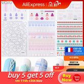 5D Sweater Nail Sticker Acrylic Engraved Winter Charm Designs Beauty Cloth Christmas Patterns Nails Art Decoration Tools