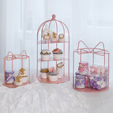 Yickyue Bird Cage Modeling Decorative Props Dessert Rack Pink Iron Art Cupcake Snack Rack Tea Break Pastry Wedding Dessert Display Table