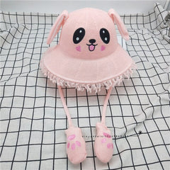 Cartoon Ears Press Air Cute Bag Moving Up Down Hat Girl Kids Summer Bucket Cap for kids and adult