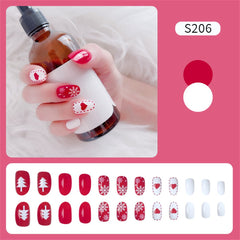 24pcs Christmas Series Fake Nail Patch Press-on Nails Coffin/Pointed Head False Artificial Nails Xmas Party Wearable Nail Art