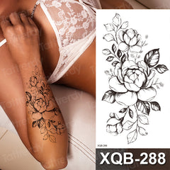 YICKYUE - 10pcs/lot sketch tattoo designs rose peony flowers butterfly temporary tattoo & body art painting sexy fake tattoo for women