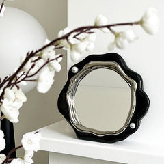 YICKYUE A Niche Mirror Modern Style French Wave Mirror Irregular Light Luxury Design Mirror Ornament
