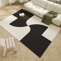 YICKYUE - Modern Geometric Black White Carpet Minimalist Living Room Decoration Carpets Easy Care Bedroom Rug Skin-friendly Cloakroom Rugs