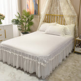 Brief white bedspreads queen 100% cotton ruffle lace king size bed cover princess bed cover bedroom bedding