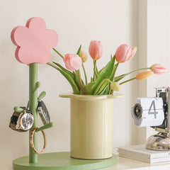 YICKYUE - Flower Storage Tray Rack Entrance Desktop Ornaments Key Jewelry Rack Storage Tray Cute Pink Home Decorations Storage Organizer