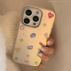 Gilding Laser Colorful Gemstone Pattern Plating Laser Phone Case for IPhone 17 13 14 15 16 Pro Max Shockproof Protective Cover