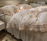 YICKYUE - Romantic sweet pink strawberry beding set,twin full queen king fairyfair cotton home textile bed sheet pillow case quilt cover