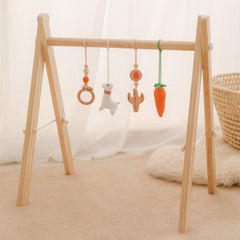 4/5Pcs Wooden Fitness Rack Crochet Animals Baby Play Gym Activity Pendants Hanging Teething Nursing Rattle Toys Gift