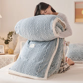 Yickyue Winter Warm Plush Duvet Cover Thick Comfortable Coral Velvet Double Blanket Quilt Cover Dual Purpose Bedding Home Textile
