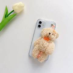 3D Plush toys couple phone case for iphone 12 mini pro max 11 xsmax x xr 7 8 plus cute cartoon bracelet cover silicone capa
