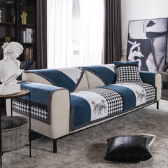 Designed High-end Three-seater Sofa Cushion Stripe Zebra Pattern Recliner Chair Cover Yellow White Stitching Living Room Decor