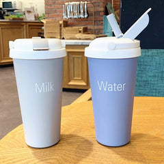 500ML Stainless Steel Vacuum Flasks Thermoses Straw Coffee Cup with Lid Travel Camping Thermo Mug Insulated Tumbler Coffee Mugs