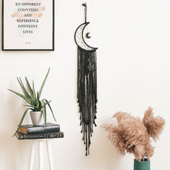 Nordic Moon Macrame Dream Catcher Black Moon Boho Decor Garden Teen Room Decoration Home Living Room Bedroom Wall Decoration