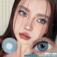 YICKYUE - Goldfish grey Colored Contact Lenses for eyes Makeup small beautiful pupil yearly 2pcs/pair Myopia prescription degrees