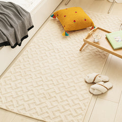 YICKYUE - Solid Color Flannel Carpet Retro Plaid Bedroom Floormat Nordic Bedside Rugs Coffee Table Mat Living Room Full Non-Slip Carpet