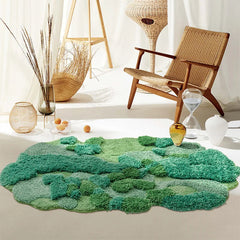 YICKYUE - 80X140CM Green Moss Tufted Rug Villa Home Entrance/Hallway Doormat Soft Kids Room Carpet Thick Irregular Cloakroom Floor Mat