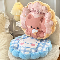 Kawaii Bear Flower Pillows Soft Stuffed Plush Cushion Office Bedroom Home Chair Decorative Pillows Sofa Cushions Birthday Gifts