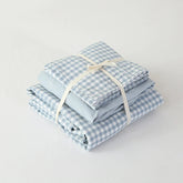 YICKYUE - 100% Cotton Simple Elegant 4pcs Vintage style Blue Plaid duvet cover set with fitted sheet queen king size bedding sets