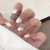 24PCS 2022 Artificial Nails Cute Rhinestones Design Fake Nail Full Coverage Nails High Quality Press On Nails Wholesale