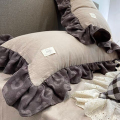 Yickyue Retro Big Lace Double Yarn 4 Piece Set Pure Cotton Quilt Set Bed Sheet Princess Style Simple Bedding