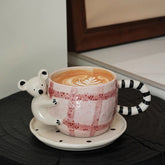 YICKYUE - Retro Hand-painted Underglaze Color Three-dimensional Coffee Cups Plates Latte Flower Cups Afternoon Tea Breakfast Cups