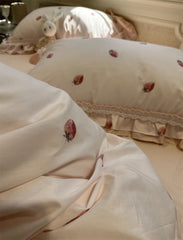 YICKYUE - Romantic sweet pink strawberry beding set,twin full queen king fairyfair cotton home textile bed sheet pillow case quilt cover