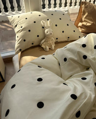 YICKYUE - Fashion cute embroidery bear polka dot bedding set,twin full queen lovely cotton home textile bed sheet pillow case quilt cover