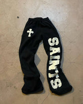 Hearujoy 90s Streetwear Y2k American Colorful Fashionable Wide-leg Pants Letter Embroidered Knitted Pants Men Retro Casual Oversized Trousers Women