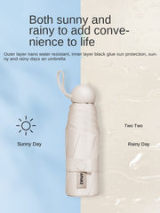 Sun Umbrella Women's Summer Sun Protection UV Protection Umbrella Rain and Rain Dual-Use Mini Five-Fold Umbrella Small Portable