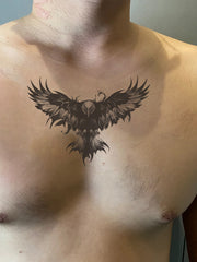 YICKYUE - Eagle back and chest waterproof temporary tattoo sticker, lasts 1-2 weeks, realistic semi-permanent fake tattoo