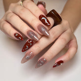 YICKYUE - Goth Style False Nails Moon Star Printed Glossy Almond Fake Nail Patch Korean Cool Artificial Nails Tips Wearable Free Shipping