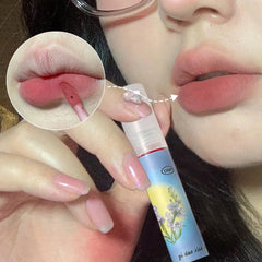 YICKYUE - Rose Pink Matte Lip Glaze Velvet Liquid Lipstick Pigment Lasting Water Proof Lip Gloss Cosmetics Sexy Red Lip Tint Makeup Korean