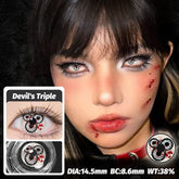 YICKYUE Horror Demonic Eye Colored Contact Lenses, 1 Pair Yearly Small Pupils Cosplay Color Contacts for Halloween Makeup New