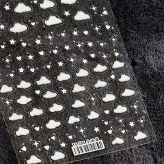 1 Sheet Cute White Cloud 3D Nail Art Water Transfer Stickers Star Decals Nail Tips Decals DIY Manicure Art Tattoos