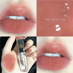 YICKYUE - Double Head Mirror Lipstick Moisturizing Transparent Gloss Cherry Red Double Touch Lipstick Retro Red Long-lasting Lip Gloss