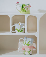 Hand Painted Tulip and Flower Mugs