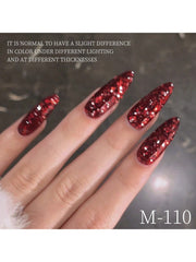 YICKYUE - 1pc 15ml Red Shimmer Gel Nail Polish, Reflective Gel Polish for Women, High Shine Glitter Nail Gel